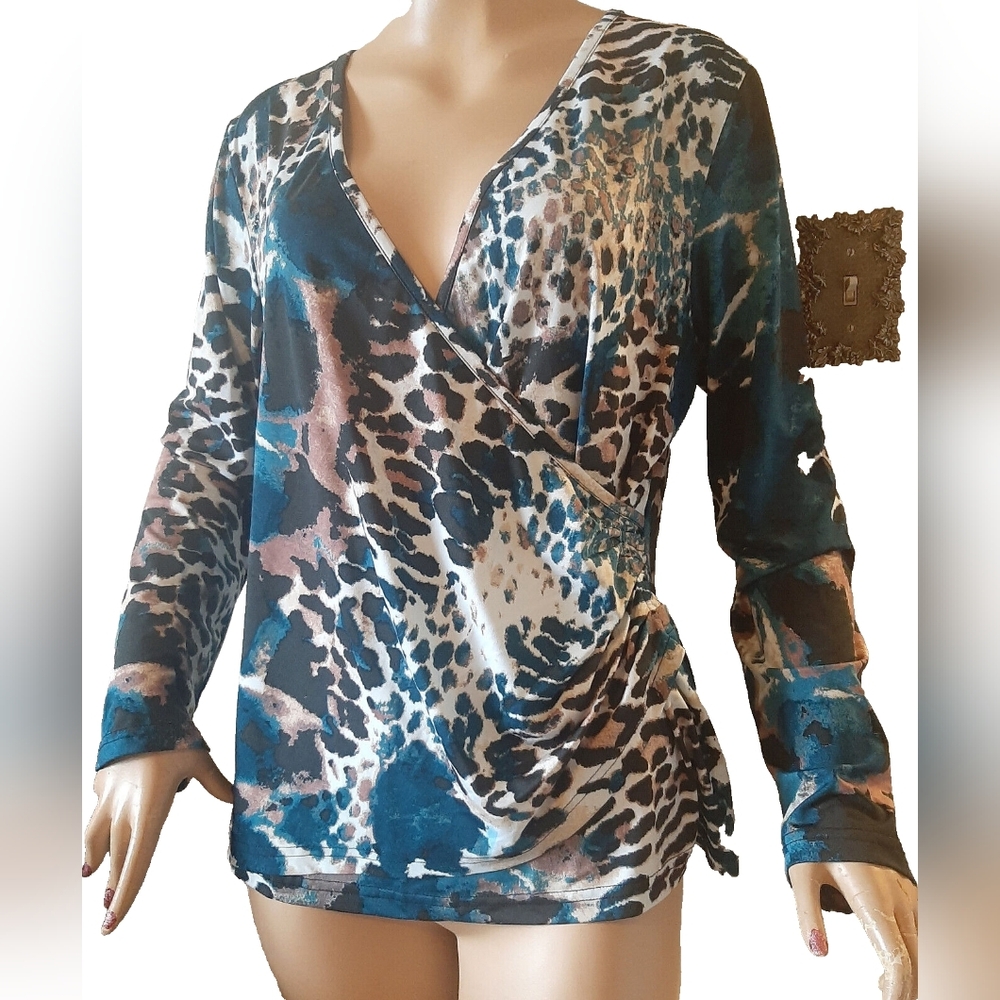 Tango Mango Faux Wrap Blouse Women's 1X